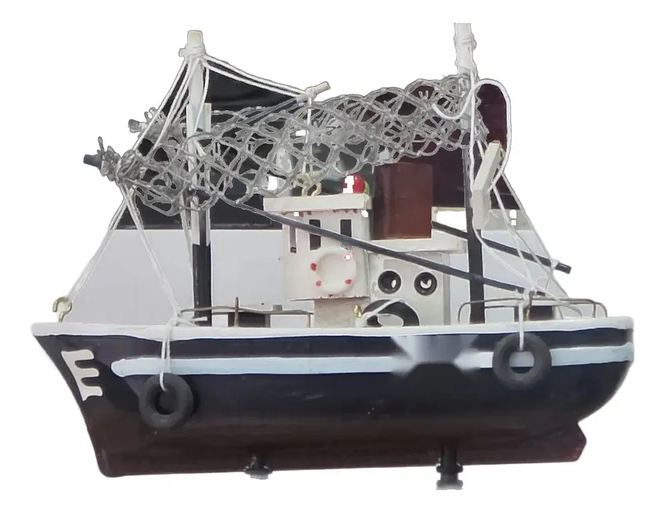 Barco Pesquero Pequeño De Madera Decorativo Souvenir Náutico 1
