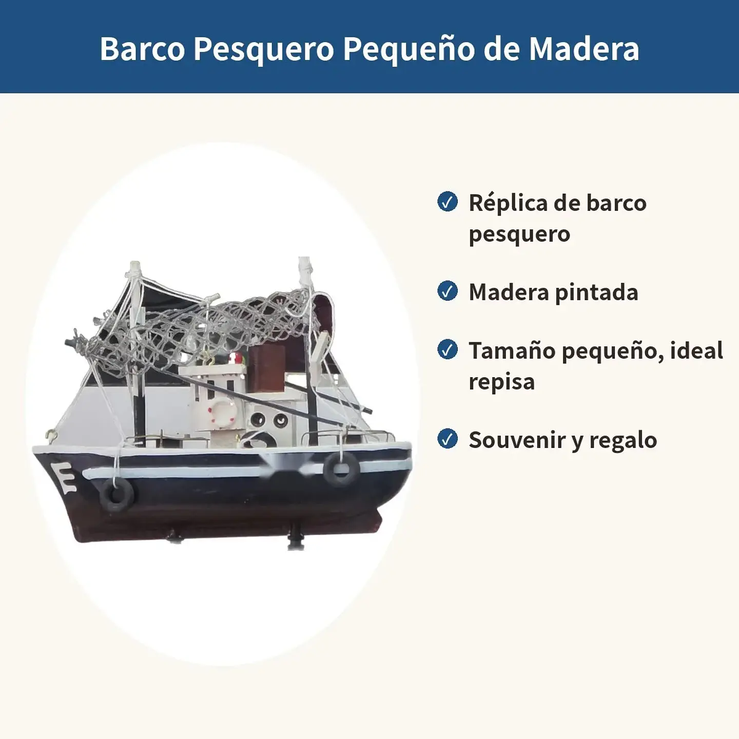 Barco Pesquero Pequeño De Madera Decorativo Souvenir Náutico 2
