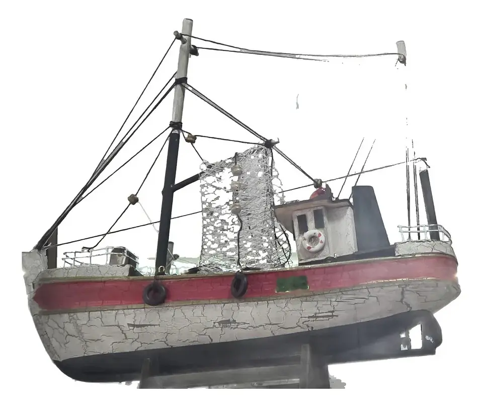 Barco Pesquero De Madera Decorativo Réplica Náutica Regalo 5