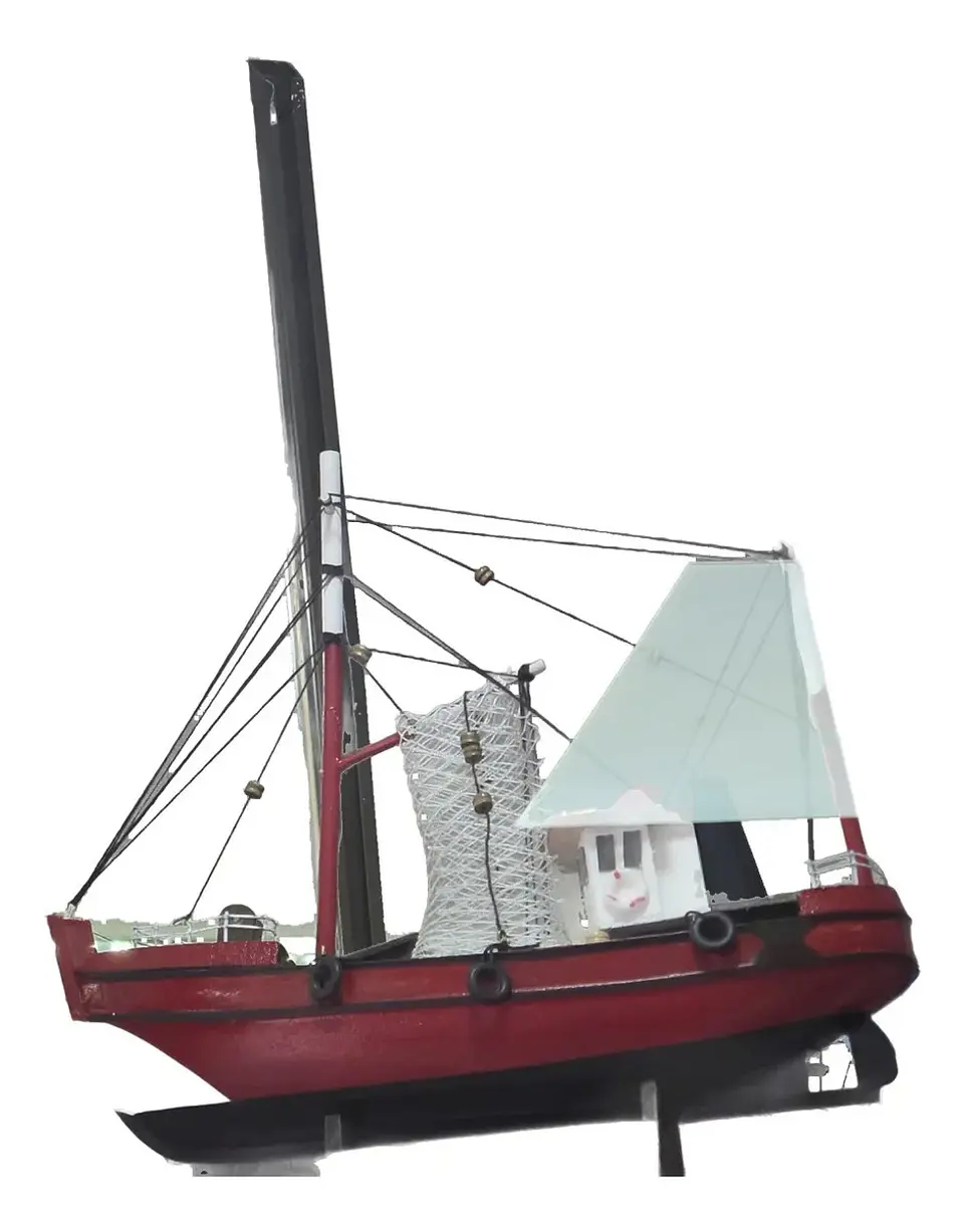 Barco Pesquero De Madera Decorativo Réplica Náutica Regalo 6