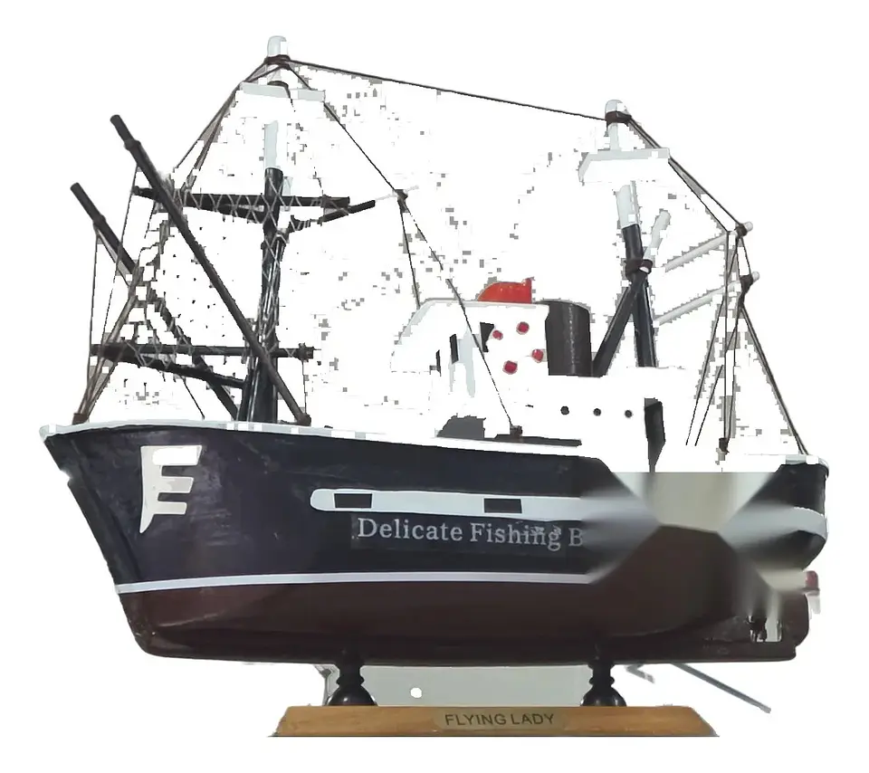 Barco Pesquero De Madera Decorativo Réplica Náutica Regalo 7