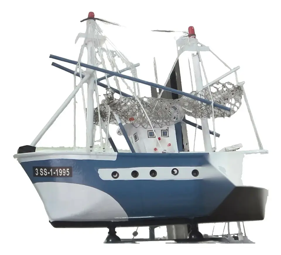 Barco Pesquero De Madera Decorativo Réplica Náutica Regalo 8