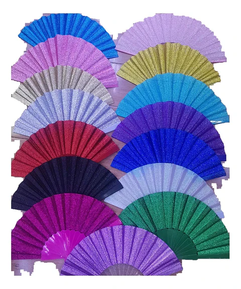 Pack 12 Abanicos Escarchados Brillantes Colores Surtidos