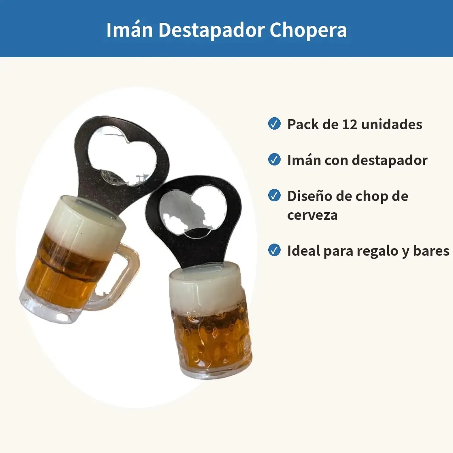 Pack 12 Imanes Destapador Chopera Cerveza Souvenir Regalo 2