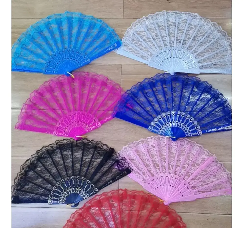 Pack 12 Abanicos De Encaje Colores Surtidos Matrimonio 2
