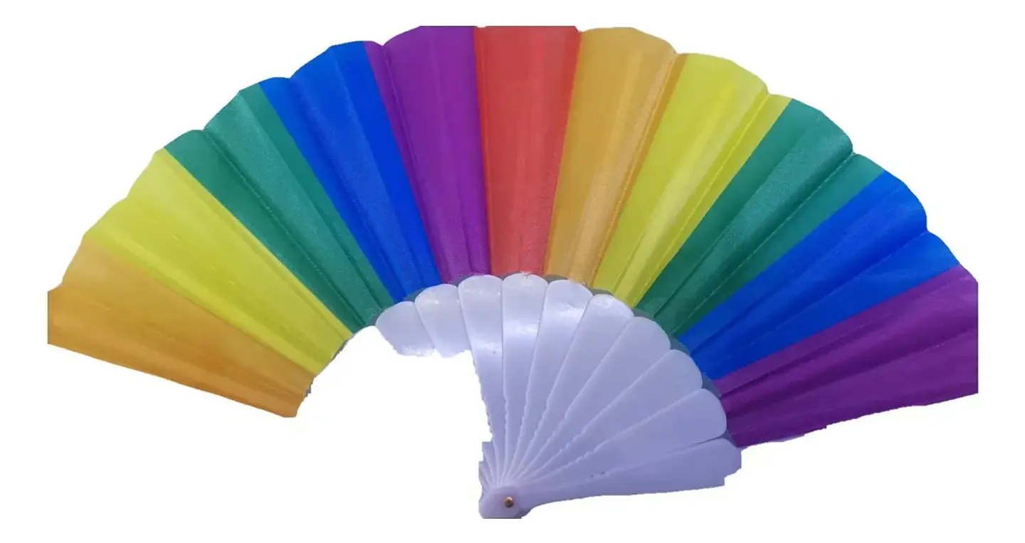 Pack 12 Abanicos Arcoíris Radial Plegables Fiesta Evento 1