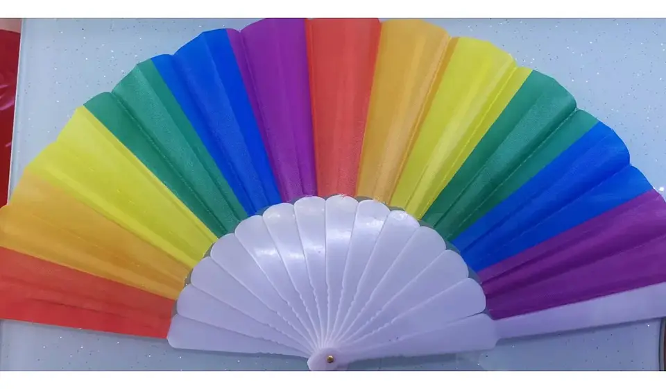 Pack 12 Abanicos Arcoíris Radial Plegables Fiesta Evento 2