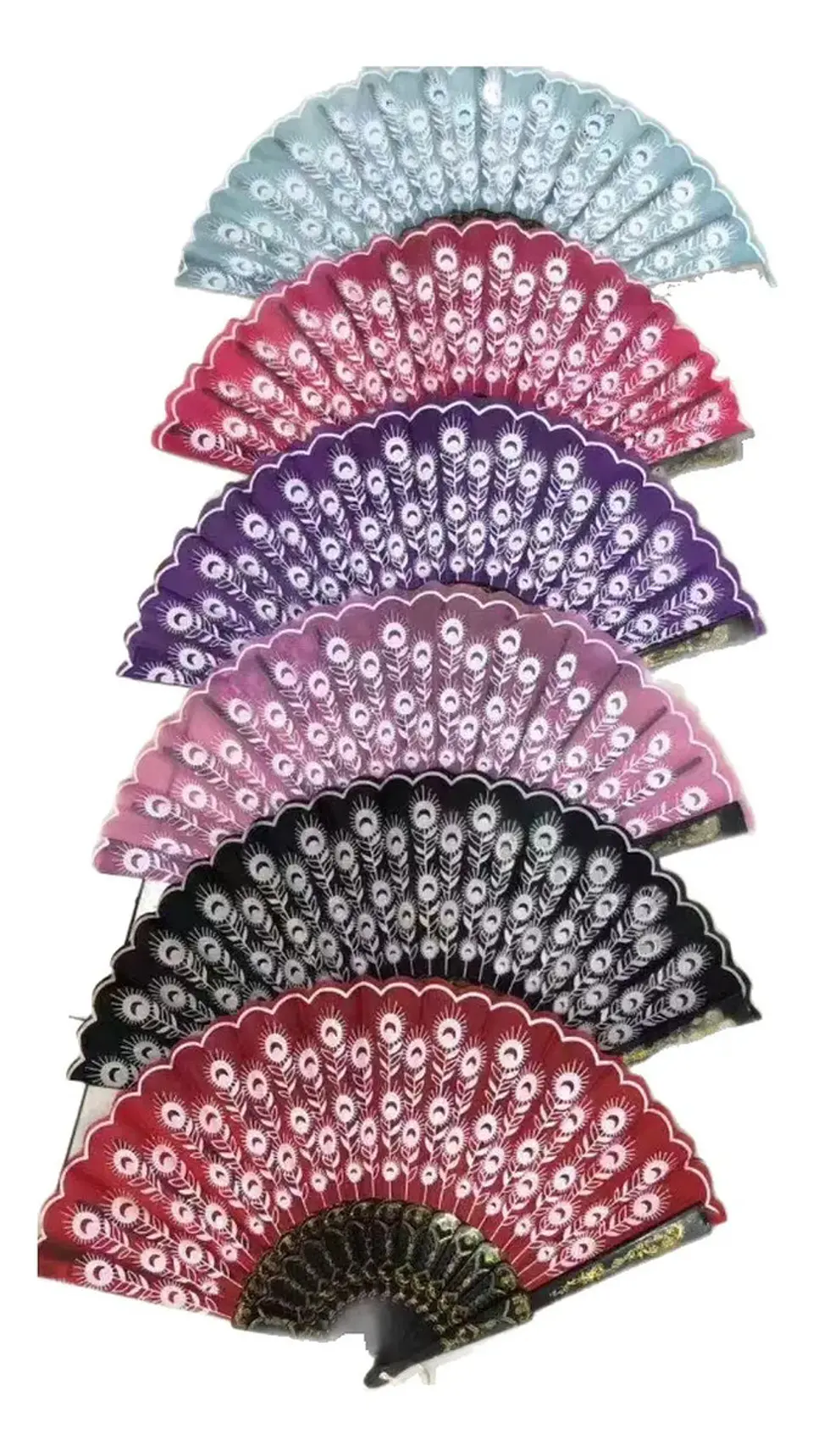 Pack 12 Abanicos Diseño Pavo Real Colores Surtidos Fiesta 1