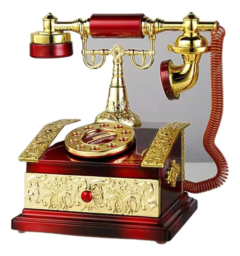 Caja Musical Teléfono Antiguo Rojo Dorado Vintage Regalo