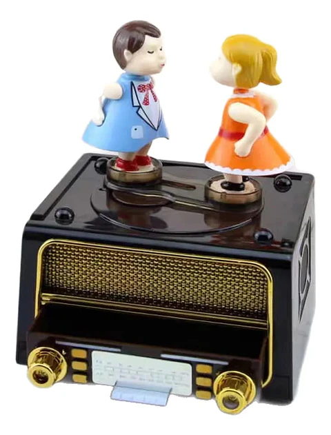 Caja Musical Radio Retro Pareja Besándose Regalo Romántico