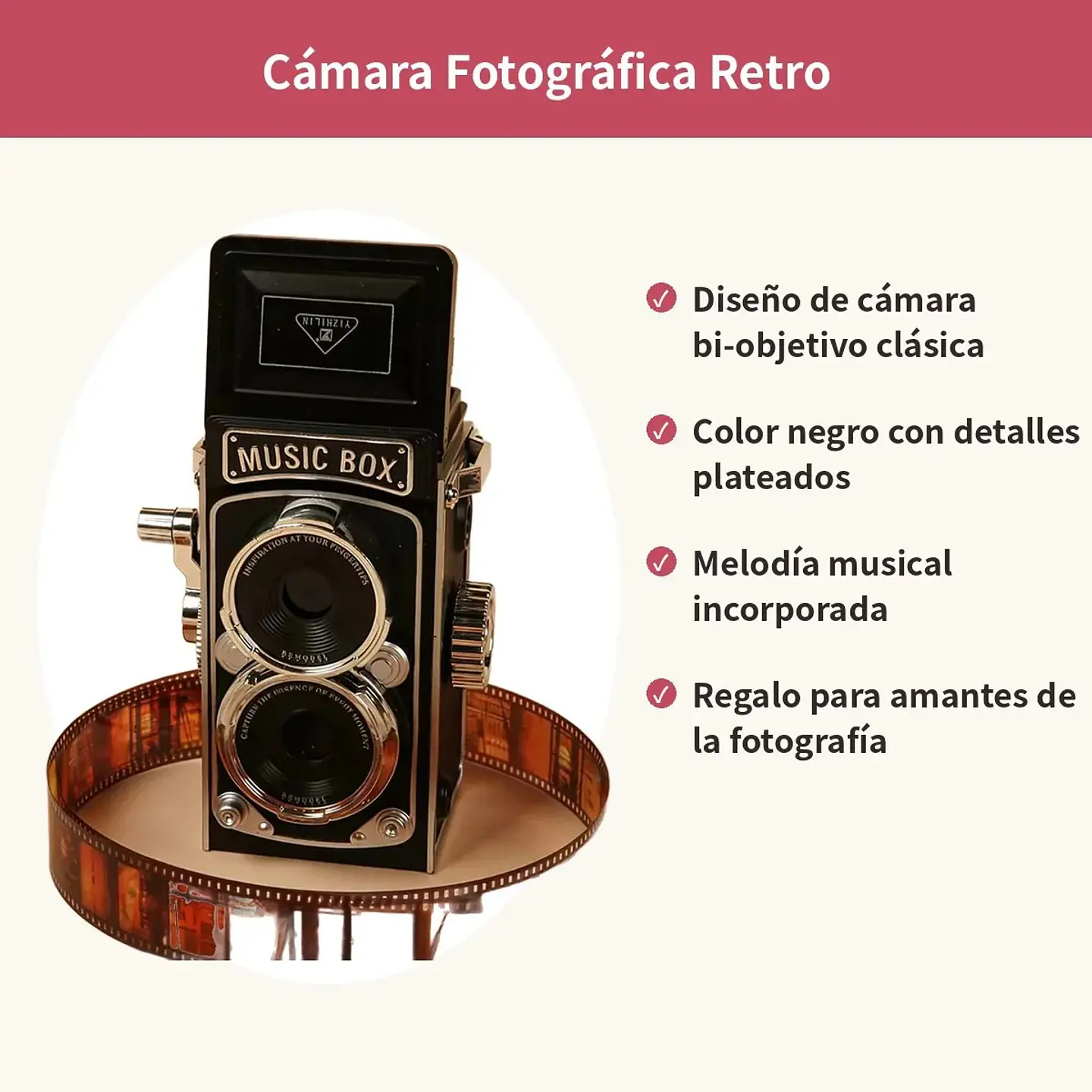 Caja Musical Cámara Fotográfica Retro Vintage Decorativa 3