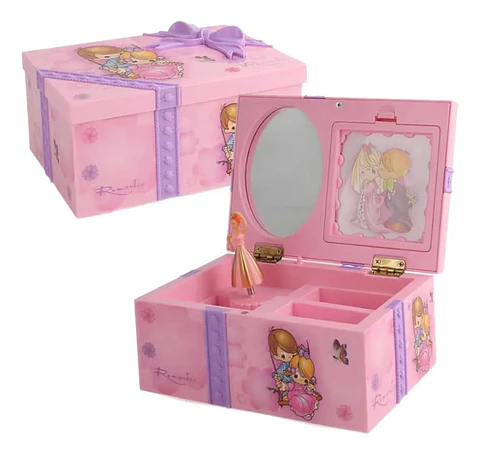 Joyero Musical Rosado Muñecas Con Espejo Bailarina Niña