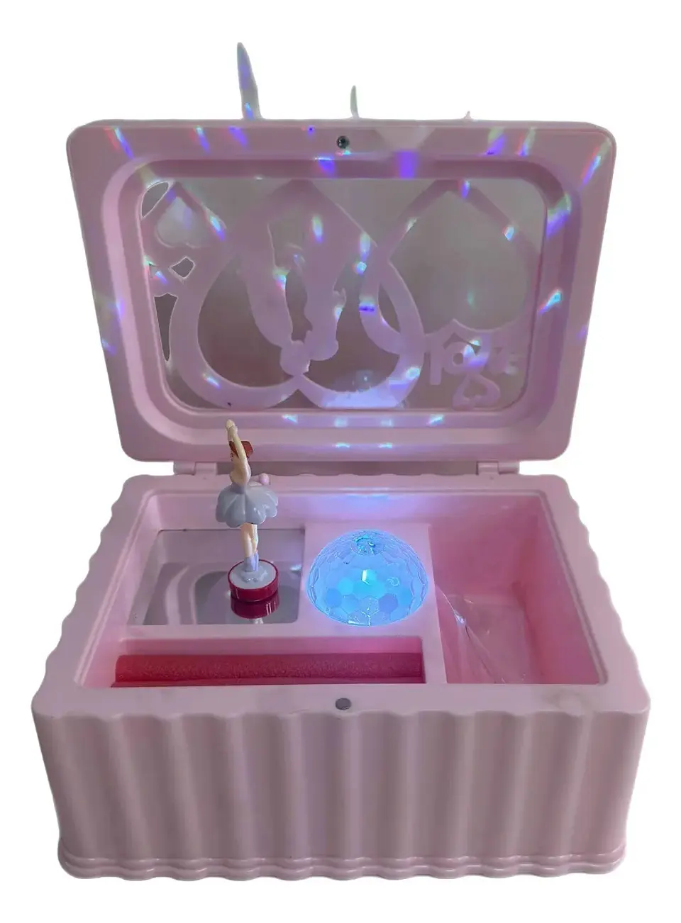Joyero Musical Rosado Con Luz Led Espejo Y Bailarina Niña 1