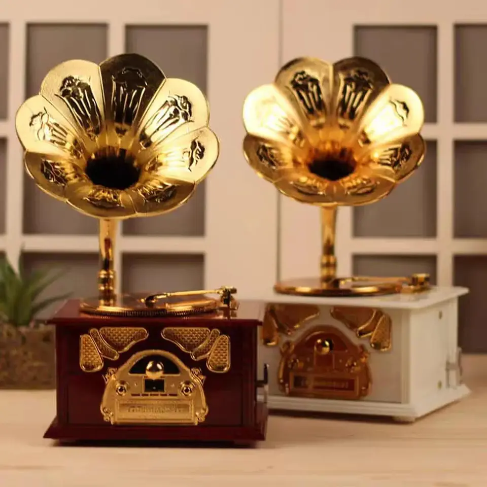 Caja Musical Gramófono Vintage Retro Decorativa Regalo 5