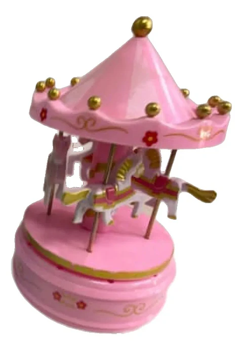 Caja Musical Carrusel Caballitos Rosado Celeste Regalo