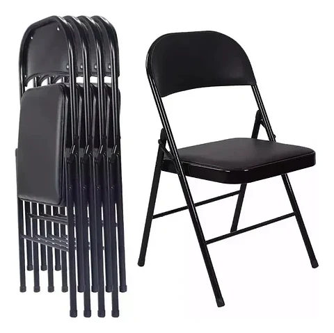 Silla Plegable Acolchada Negra