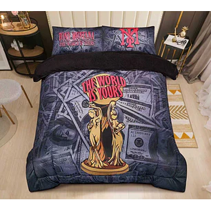 Plumon Original Tony Montana 2 Plazas-Incluye fundas