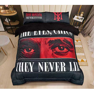 Plumon Original Tony Montana 2 Plazas-Incluye fundas