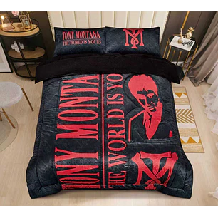 Plumon Original Tony Montana 2 Plazas-Incluye fundas