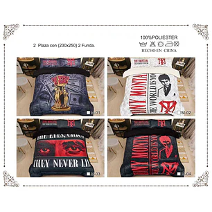 Pack 4 Plumones Originales Tony Montana 2 Plazas-Incluye fundas surtido