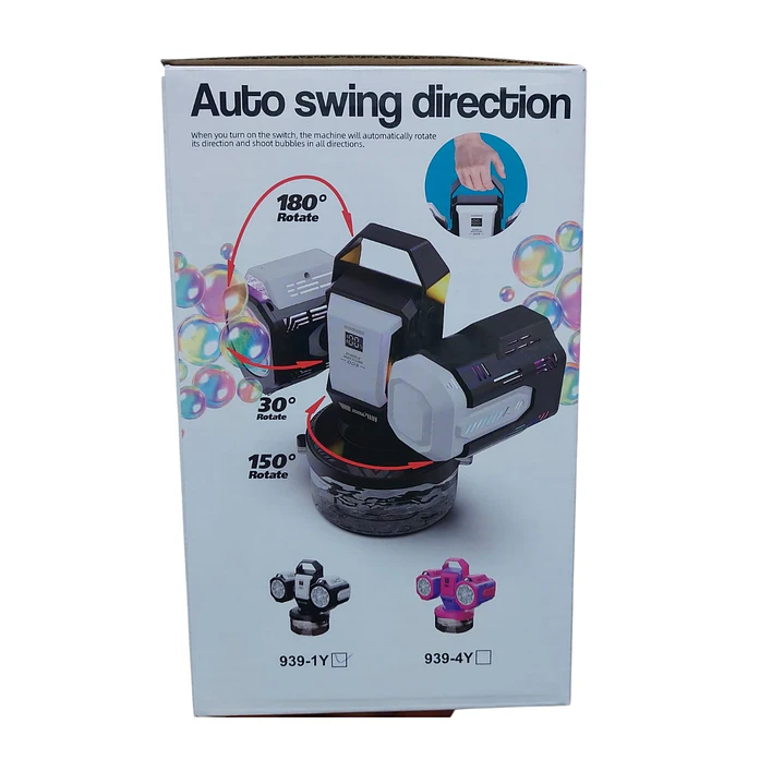 Máquina De Burbujas Recargable Rgb 180° Con Control 5