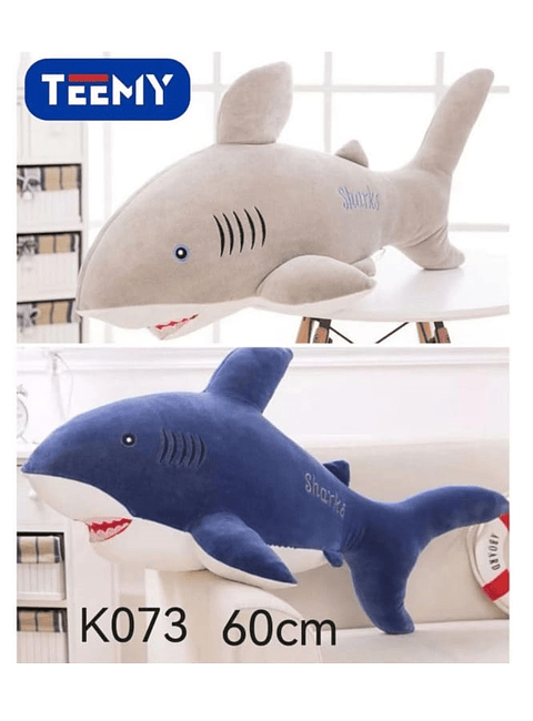  PELUCHE TIBURON 60 CM, PRECIO PUBLICADO ES AL POR MAYOR Y DEBEN SER 3 UNIDADES DEL MISMO  (K073)