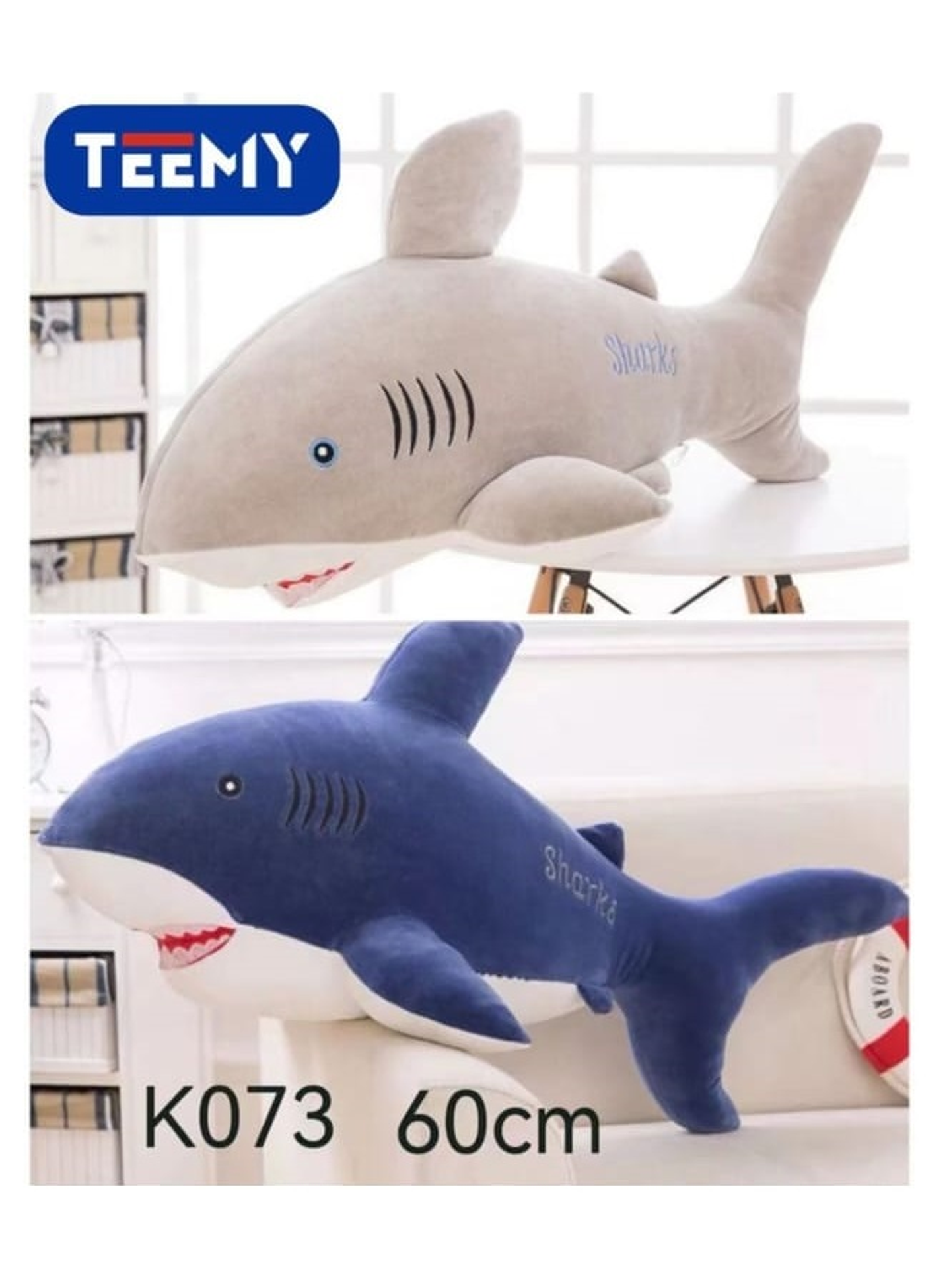  PELUCHE TIBURON 60 CM, PRECIO PUBLICADO ES AL POR MAYOR Y DEBEN SER 3 UNIDADES DEL MISMO  (K073) 1