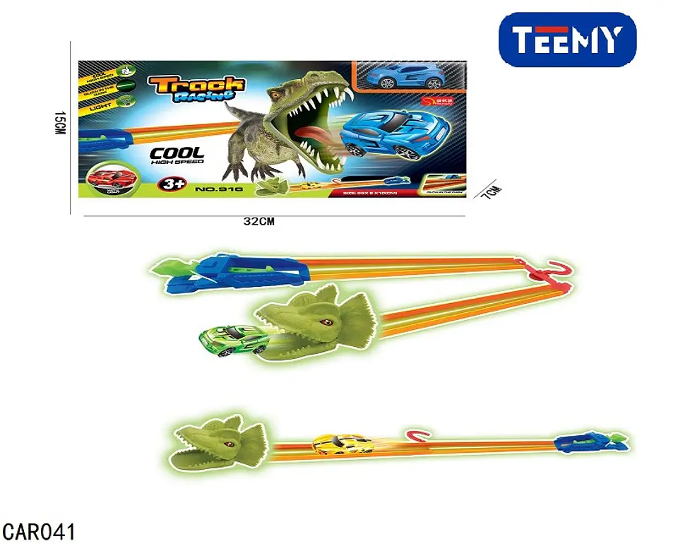 PISTA CON LANZADOR DE DINOSAURIOS , 3 DEL MISMO POR MAYOR  (CAR041) 1