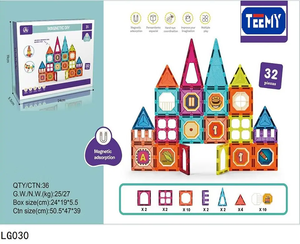 LEGO MAGNETICO 32 PCS , 3 DEL MISMO POR MAYOR  (LG030) 1