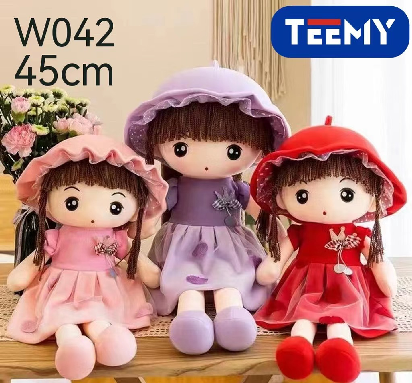 PELUCHE MUÑECA PEPONA  45 CM, PRECIO PUBLICADO ES AL POR MAYOR Y DEBEN SER 3 UNIDADES DEL MISMO  (W042) 1