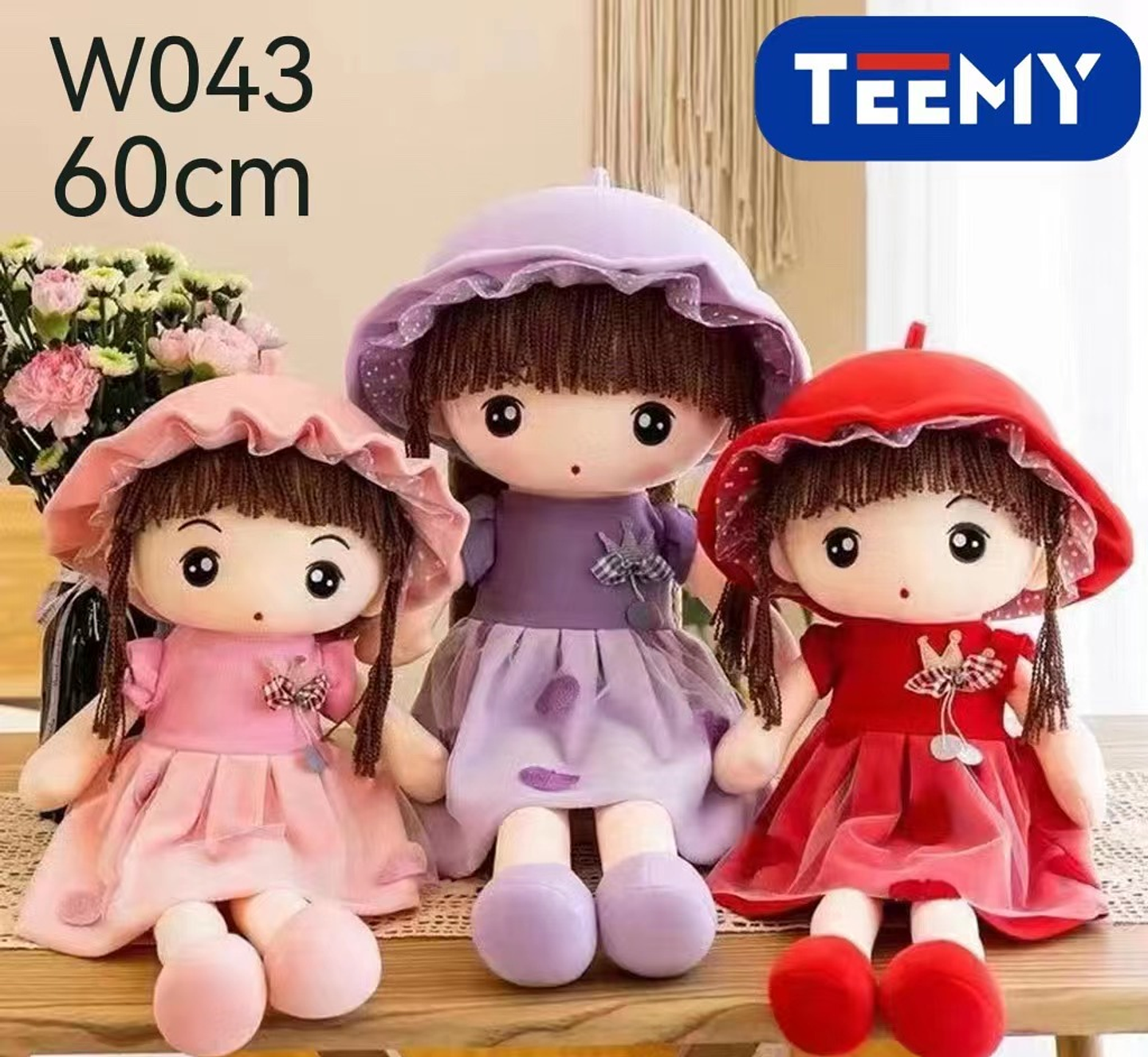 PELUCHE MUÑECA PEPONA 60 CM  , PRECIO PUBLICADO ES AL POR MAYOR Y DEBEN SER 3 UNIDADES DEL MISMO  (W043) 1