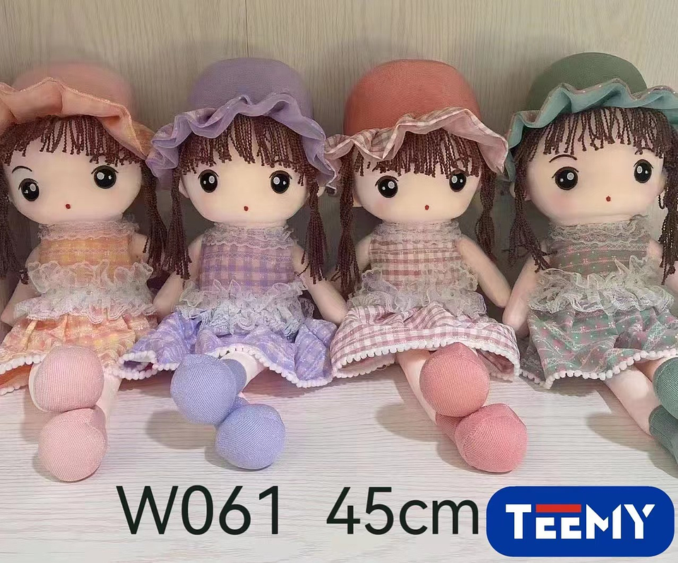 PELUCHE MUÑECA PEPONA  45 CM , PRECIO PUBLICADO ES AL POR MAYOR Y DEBEN SER 3 UNIDADES DEL MISMO  (W061) 1