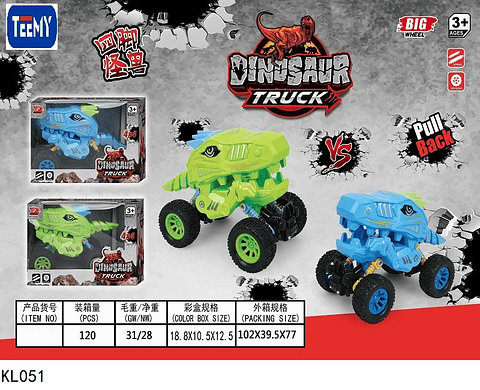 CARRO DINOSAURIO , PRECIO PUBLICADO ES AL POR MAYOR Y DEBEN SER 3 UNIDADES DEL MISMO 