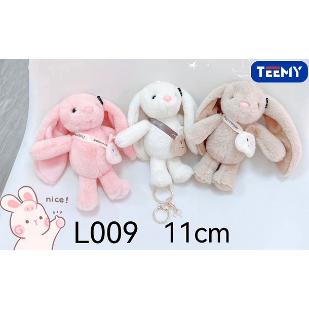 LLAVERO PELUCHE CONEJO 11 CM PAQUETE 12 PCS