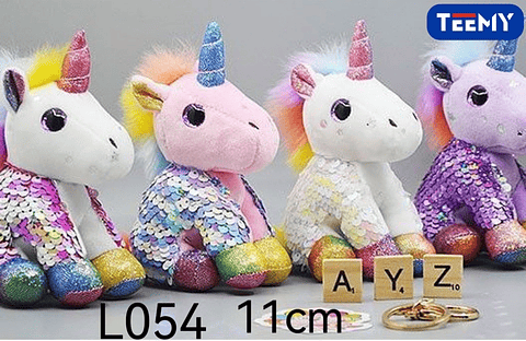 LLAVERO PELUCHE UNICORNIO 11 CM PAQUETE 12 PCS (L054)