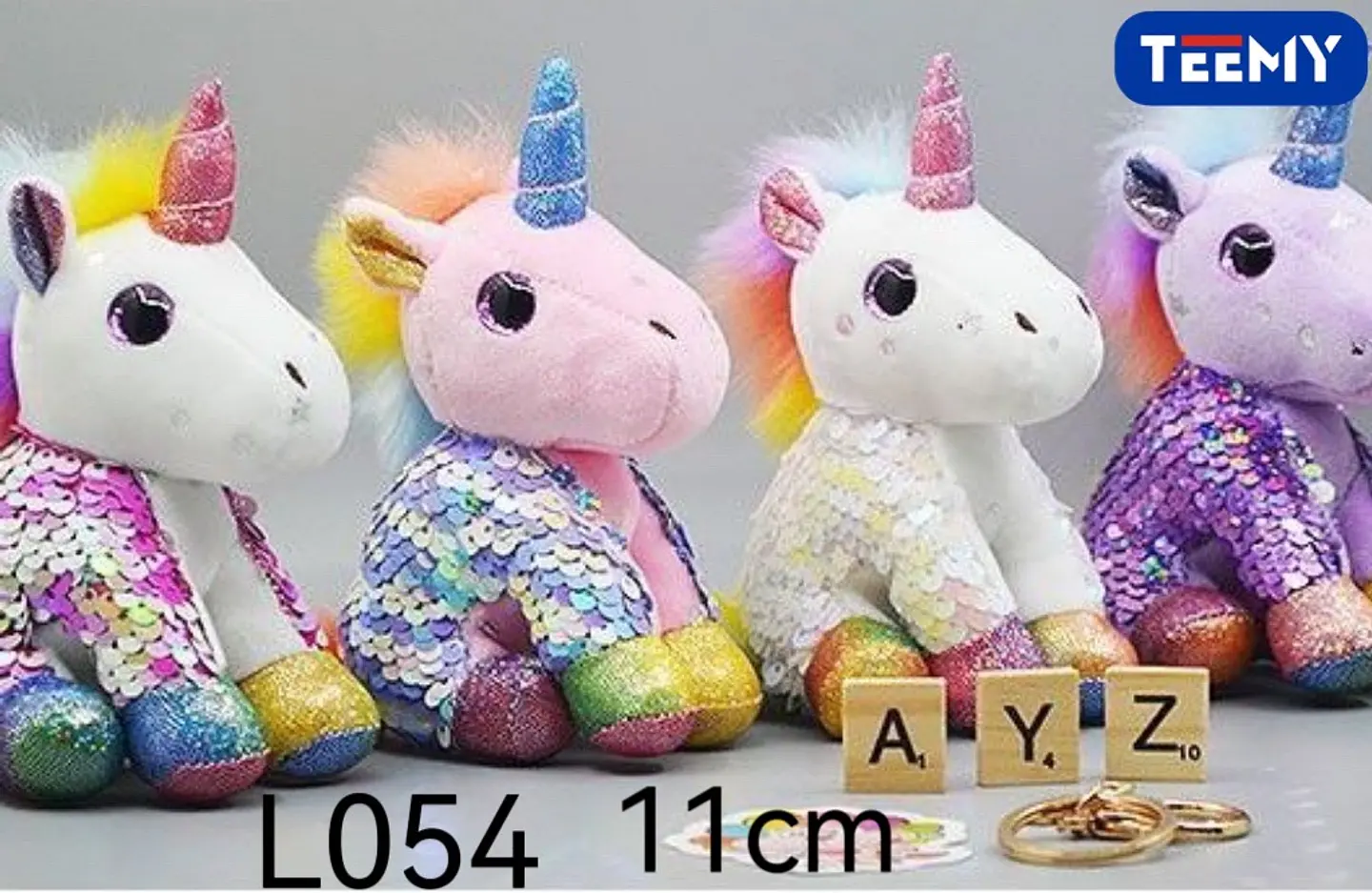 LLAVERO PELUCHE UNICORNIO 11 CM PAQUETE 12 PCS (L054) 1