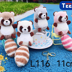 LLAVERO PELUCHE MAPACHE PAQUETE 12 PCS