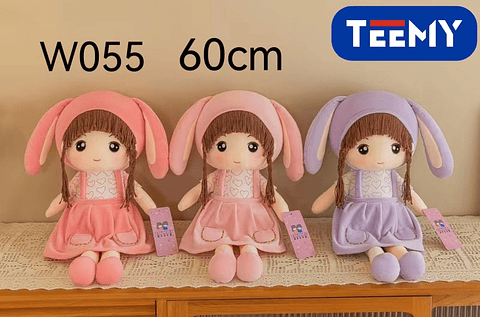 PELUCHE MUÑECA PEPONA 60 CM  , PRECIO PUBLICADO ES AL POR MAYOR Y DEBEN SER 3 UNIDADES DEL MISMO  (W055)