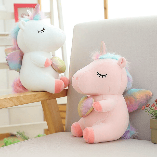 PELUCHE UNICORNIO  23cm, PRECIO PUBLICADO ES AL POR MAYOR Y DEBEN SER 4 UNIDADES DEL MISMO 