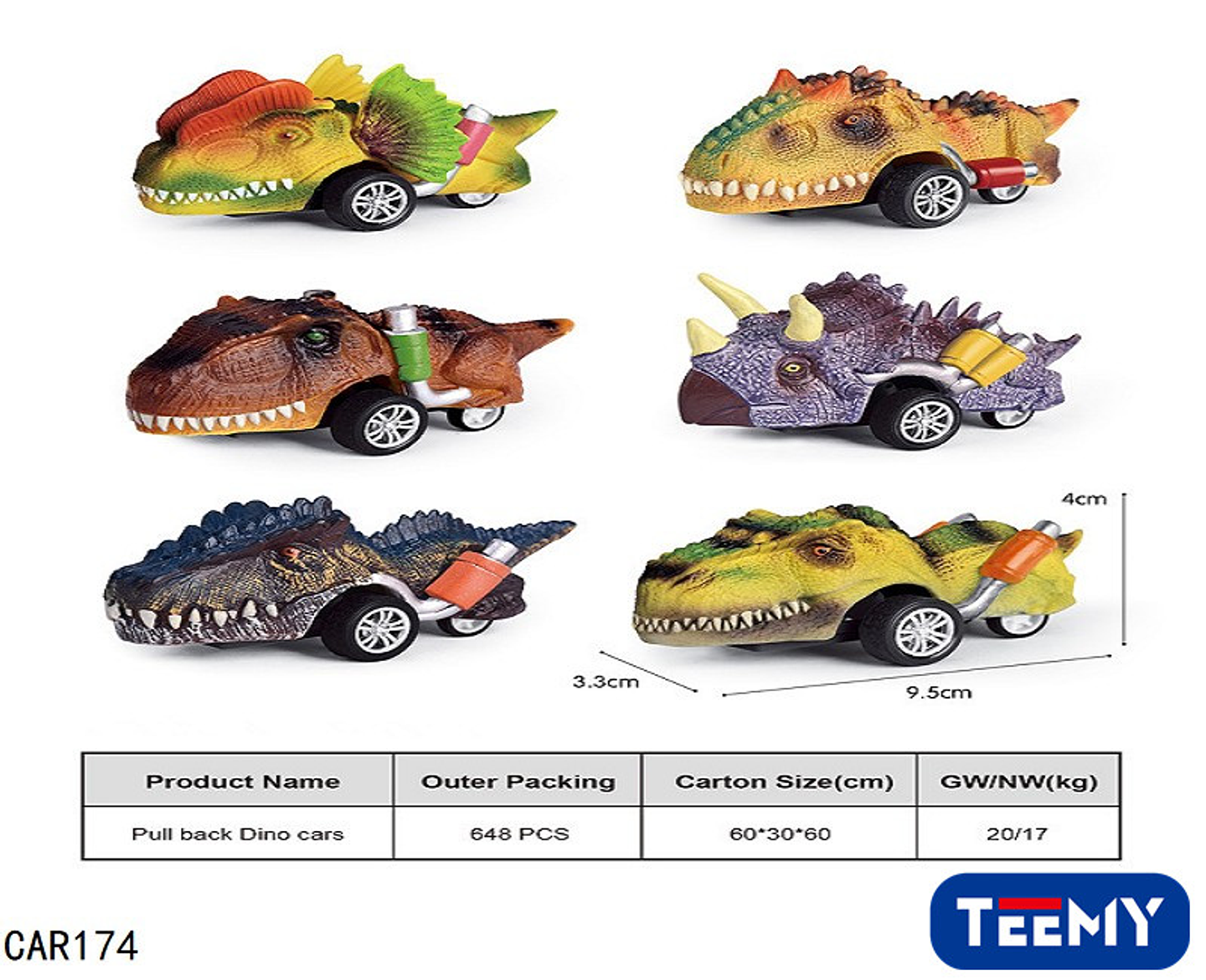 CARRO DINOSAURIOS PAQUETE PAQUETE 6 PCS, PRECIO PUBLICADO ES AL POR MAYOR Y DEBEN SER 3 UNIDADES DEL MISMO  (CAR174) 1