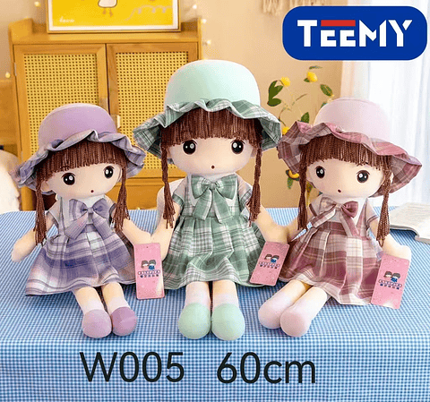 PELUCHE MUÑECA DE 60 CM  , PRECIO PUBLICADO ES AL POR MAYOR Y DEBEN SER 3 UNIDADES DEL MISMO  (W005)