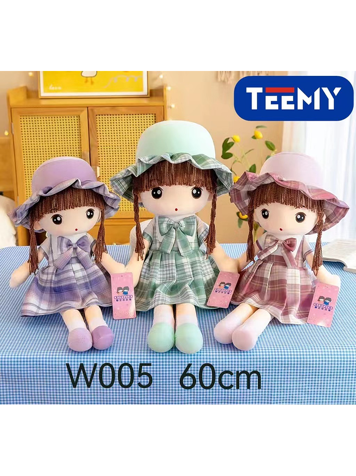 PELUCHE MUÑECA DE 60 CM  , PRECIO PUBLICADO ES AL POR MAYOR Y DEBEN SER 3 UNIDADES DEL MISMO  1