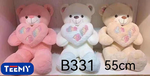 PELUCHE OSO AMOR 55 CM CORAZON CON LUZ  , 3 DEL MISMO POR MAYOR  (B331)