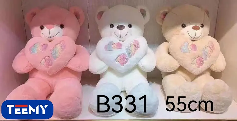 PELUCHE OSO AMOR 55 CM CORAZON CON LUZ  , 3 DEL MISMO POR MAYOR  (B331) 1