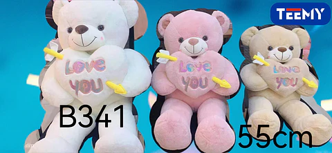 PELUCHE OSO AMOR 55 CM CORAZON CON LUZ  , 3 DEL MISMO POR MAYOR  (B341)