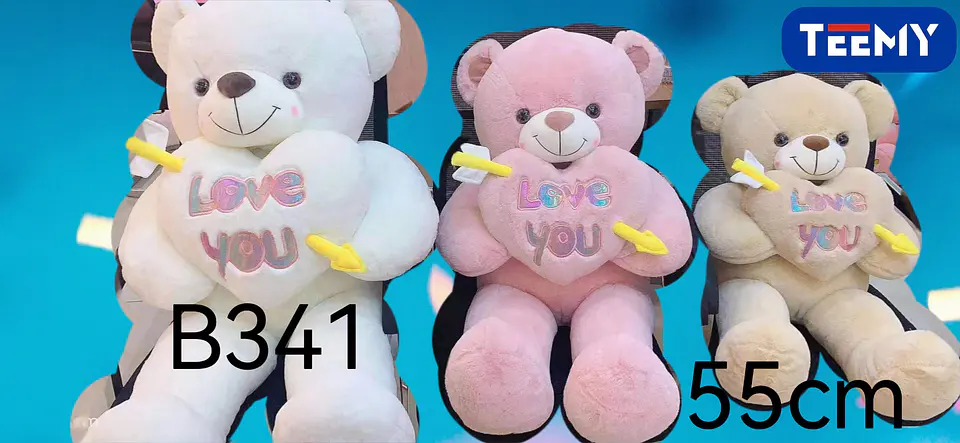 PELUCHE OSO AMOR 55 CM CORAZON CON LUZ  , 3 DEL MISMO POR MAYOR  (B341) 1