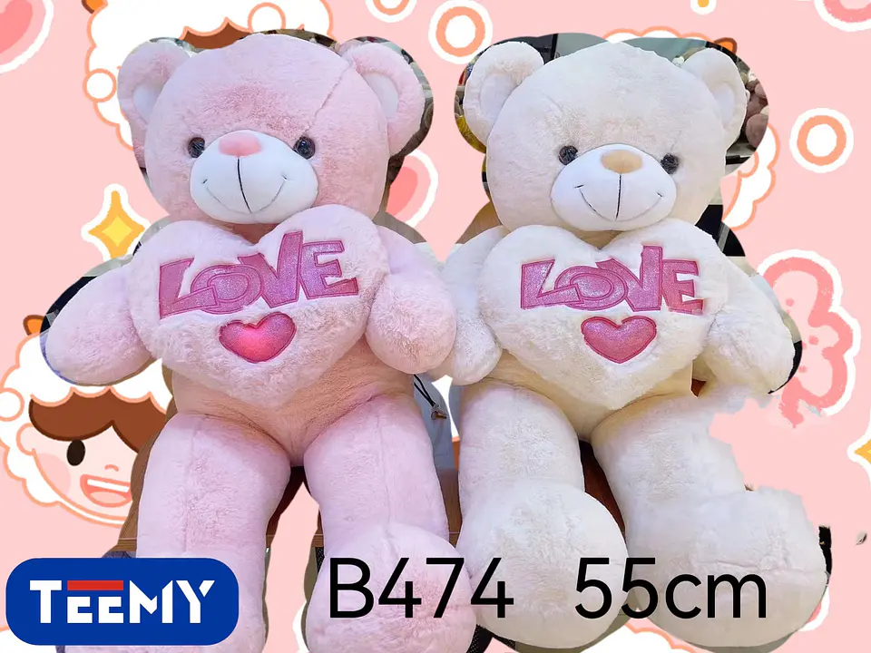 PELUCHE OSO AMOR 55 CM CORAZON CON LUZ , 3 DEL MISMO POR MAYOR  (B474) 1