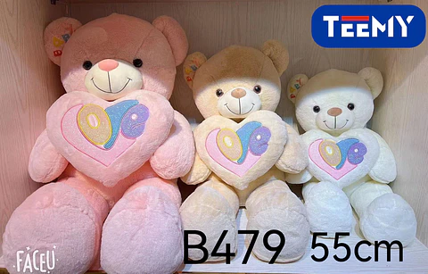 PELUCHE OSO AMOR 55 CM CORAZON CON LUZ  , 3 DEL MISMO POR MAYOR  (B479)