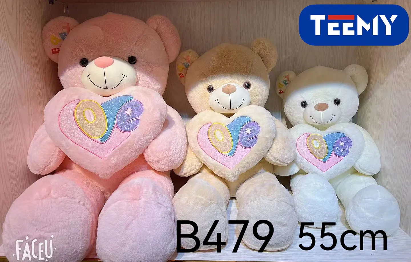 PELUCHE OSO AMOR 55 CM CORAZON CON LUZ  , 3 DEL MISMO POR MAYOR  (B479) 1