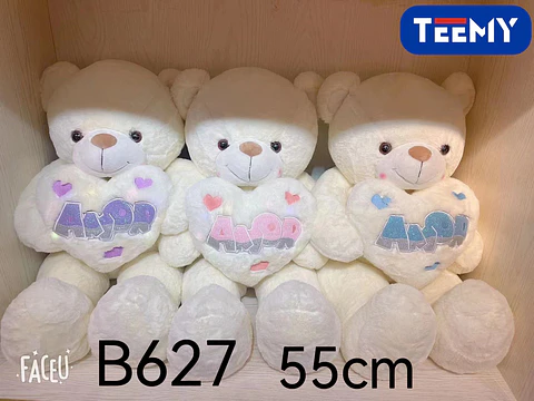 PELUCHE OSO AMOR 55 CM CORAZON CON LUZ , 3 DEL MISMO POR MAYOR  (B627)